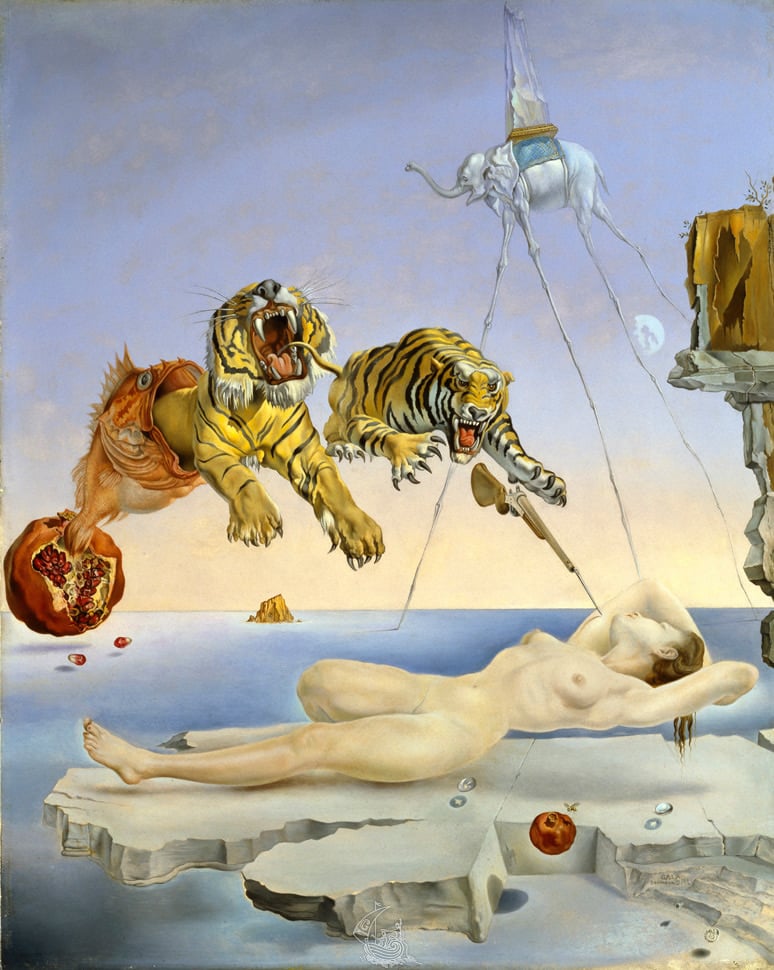 Dream caused by the flight of a bee around a pomegranate