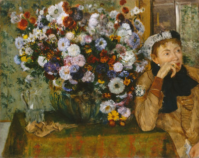 Woman with chrysanthemums  (1865) ,  Edgar Degas (1834, 1917)