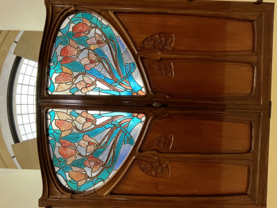 Double interior door in carved wood, in Art Nouveau style, late 19th – early 20th century ,  Musée d Orsay (Paris, France)