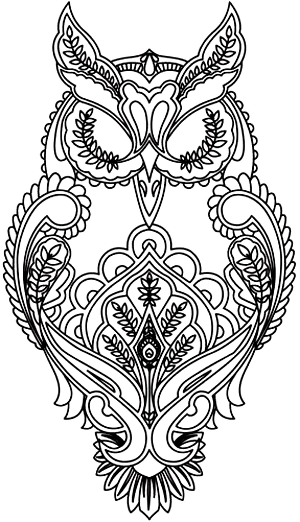 animals - coloring pages for adults : coloring-adult-difficult-owl - Advanced Coloring Pages Animals animals - coloring pages for adults : coloring-adult-difficult-owl - Advanced Coloring Pages Animals