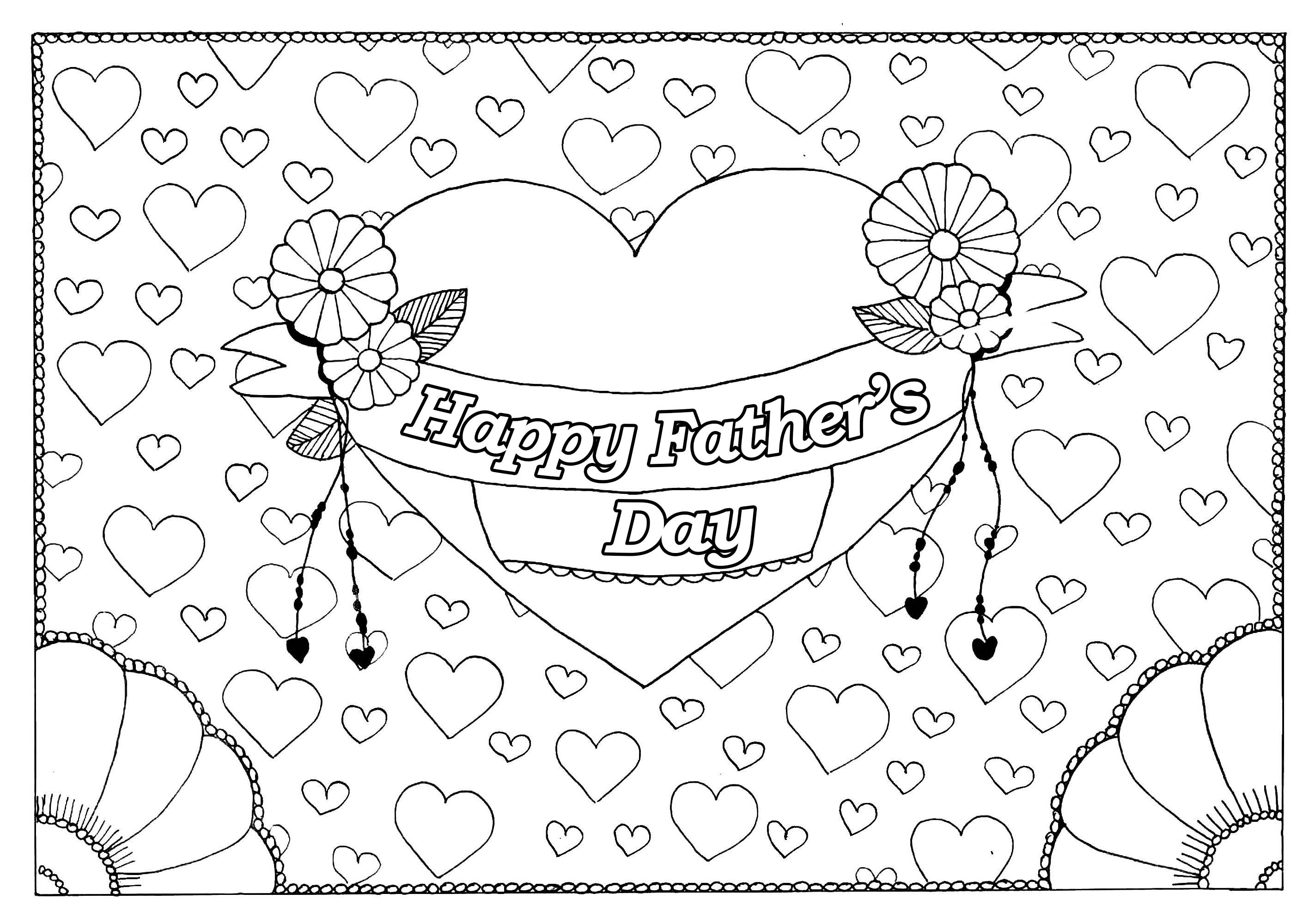 Father's day coloring page : Big & little hearts, Artist : Pauline