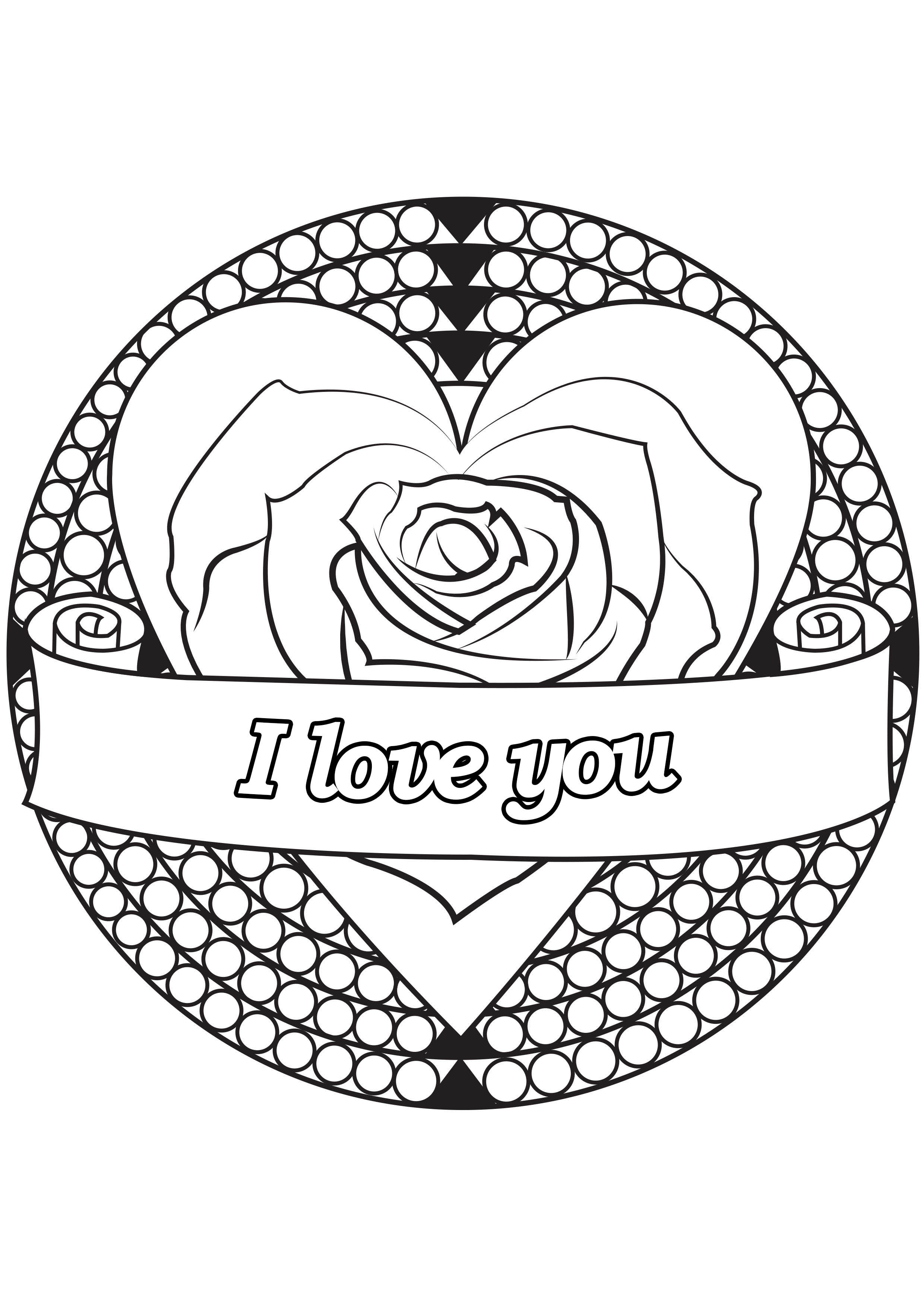 Valentine's Day coloring page - Heart & rose, Artist : Allan