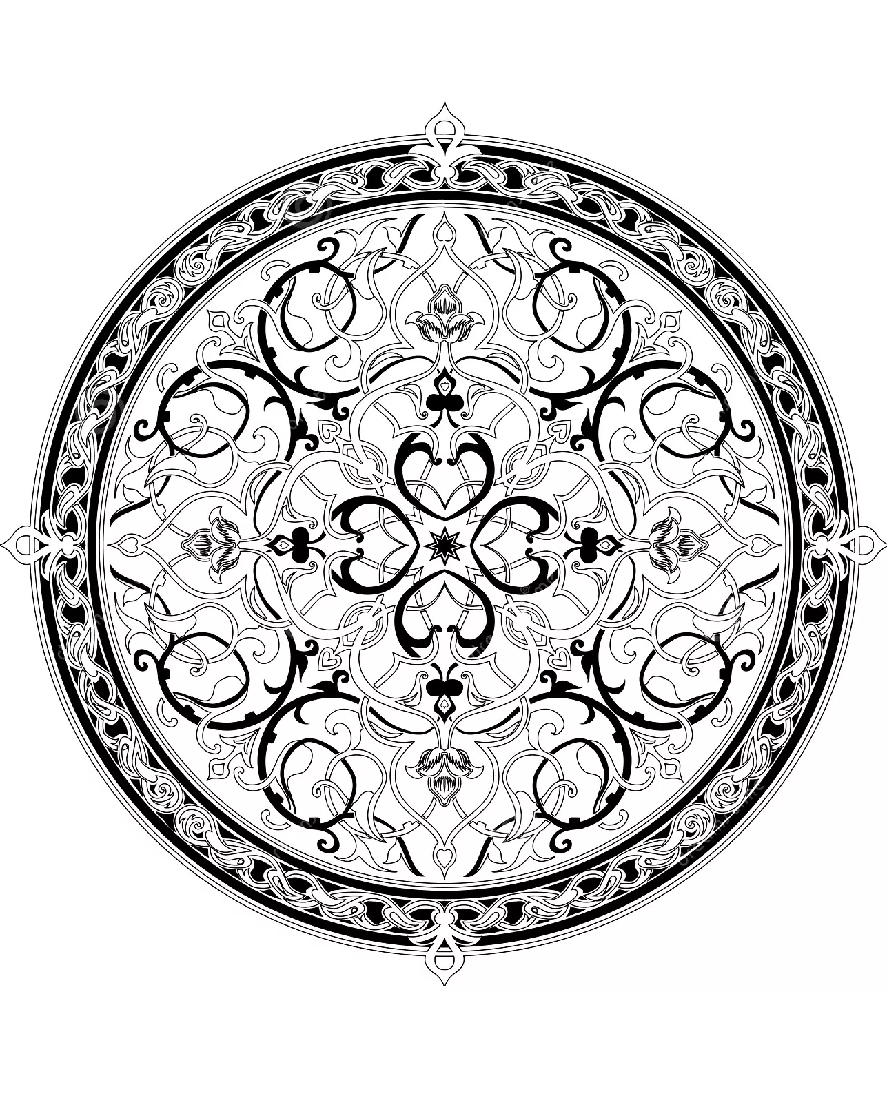 Oriental mandala - 1 (Printable Coloring Page for adults)