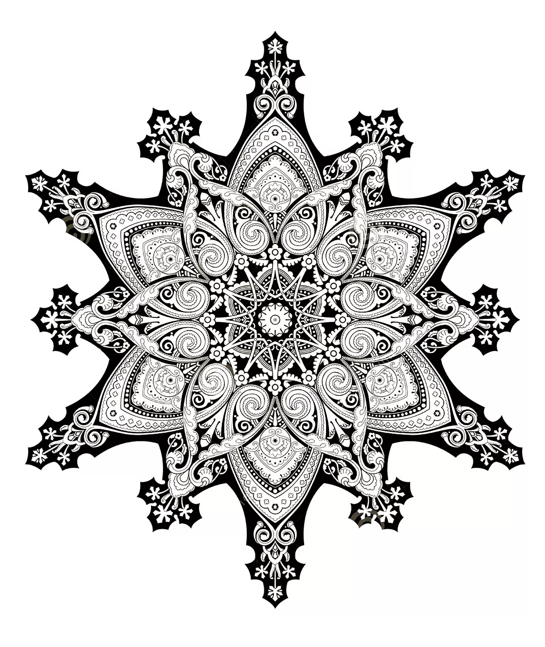 Oriental mandala - 2 (Printable Coloring Page for adults)
