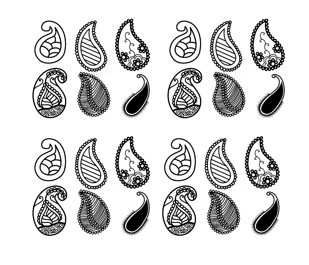 Coloring representing several charming paisley and oriental patterns