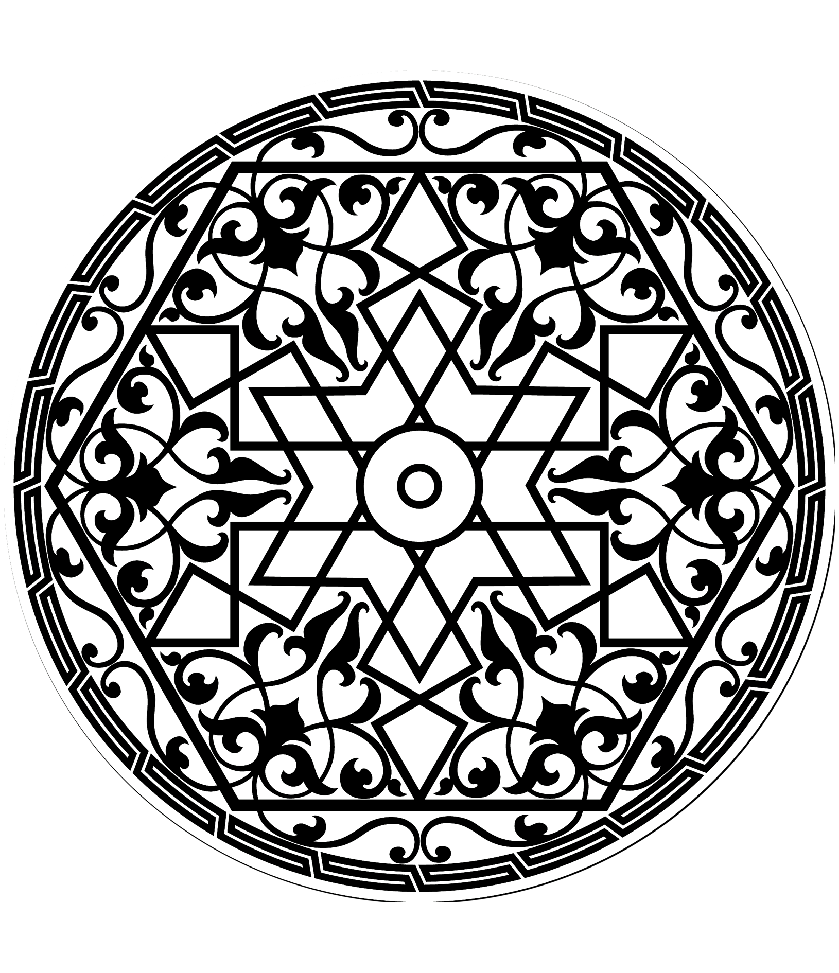 Arabic pattern drawing with a star in the middle