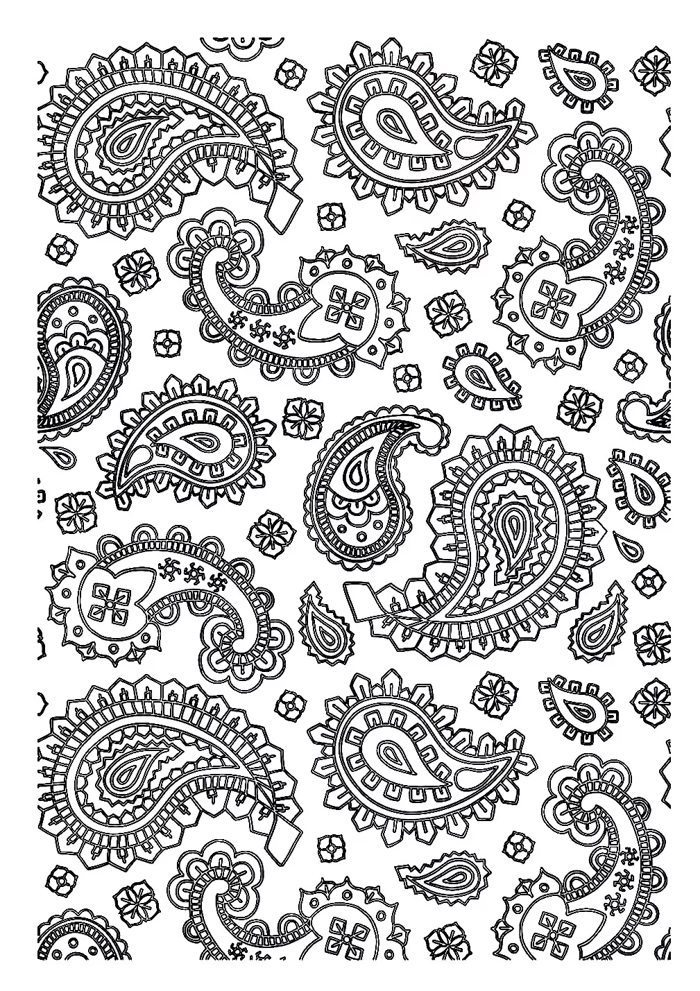 Patterns paisley - 5 (Printable Oriental Coloring Page for adults)