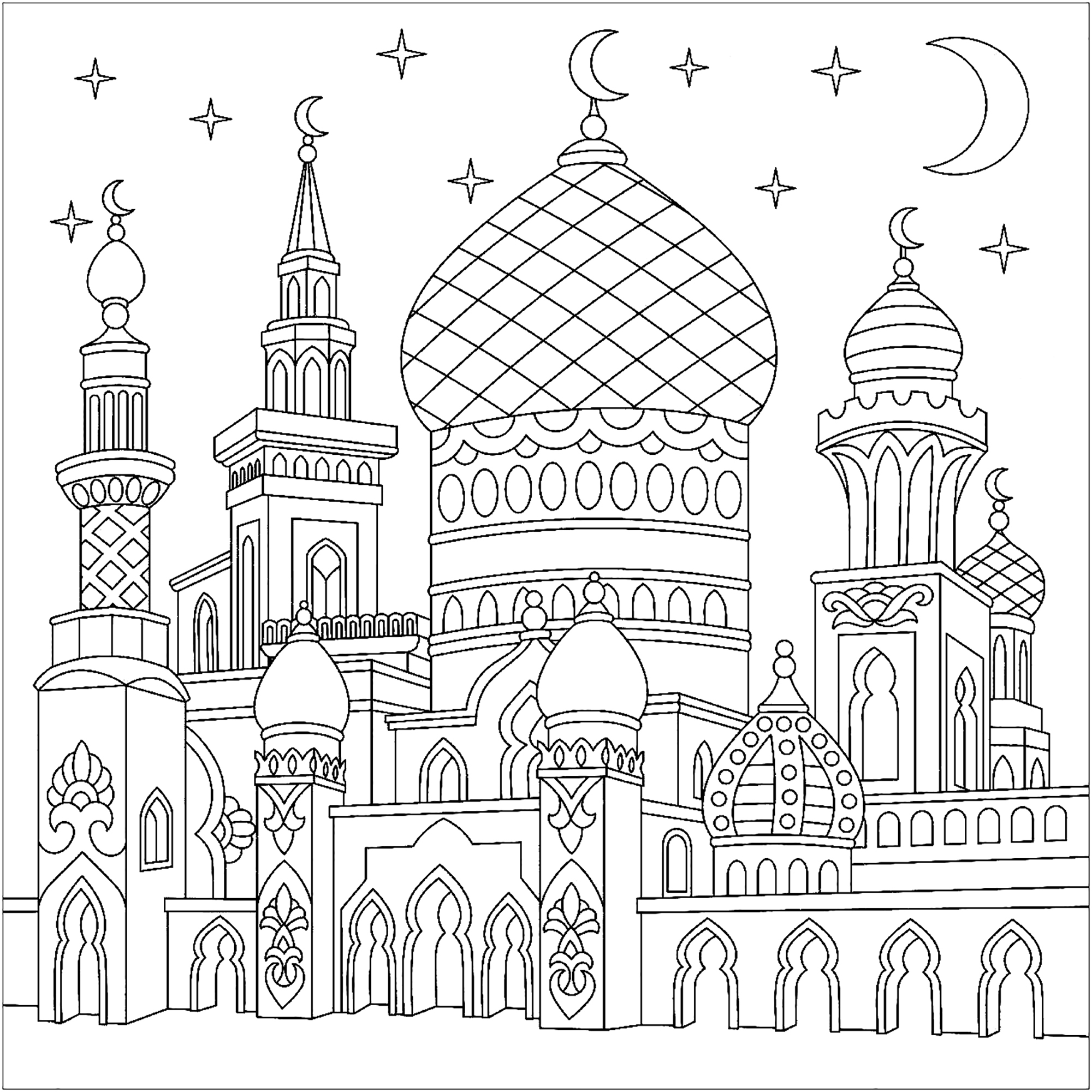 Castle from a thousand and one nights   Oriental Adult Coloring Pages