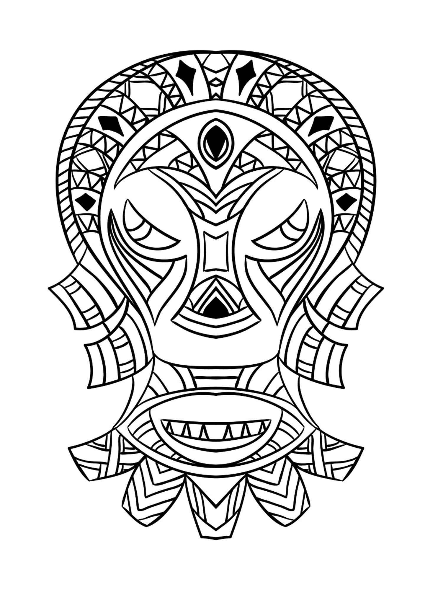 Coloring adult african mask 4
