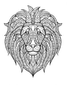 Coloring adult africa lion head
