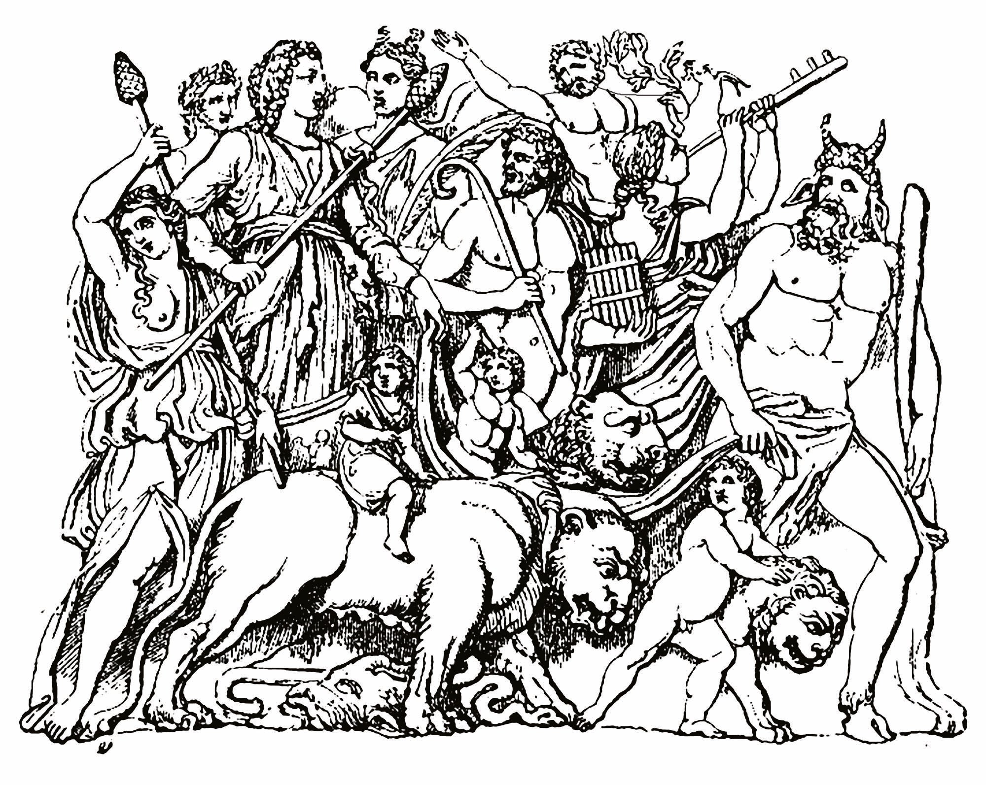 Dionysus drawn by tiger. (Sir William Smith, A Smaller Classical Dictionary of Biography, Mythology, and Geography (1898))