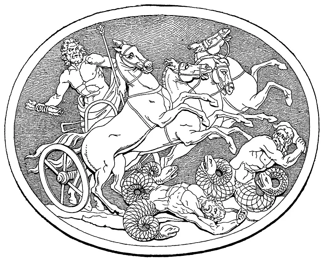 Greek god zeus and the giants (Printable Ancient Greece & Greek mythology Coloring Page for adults)