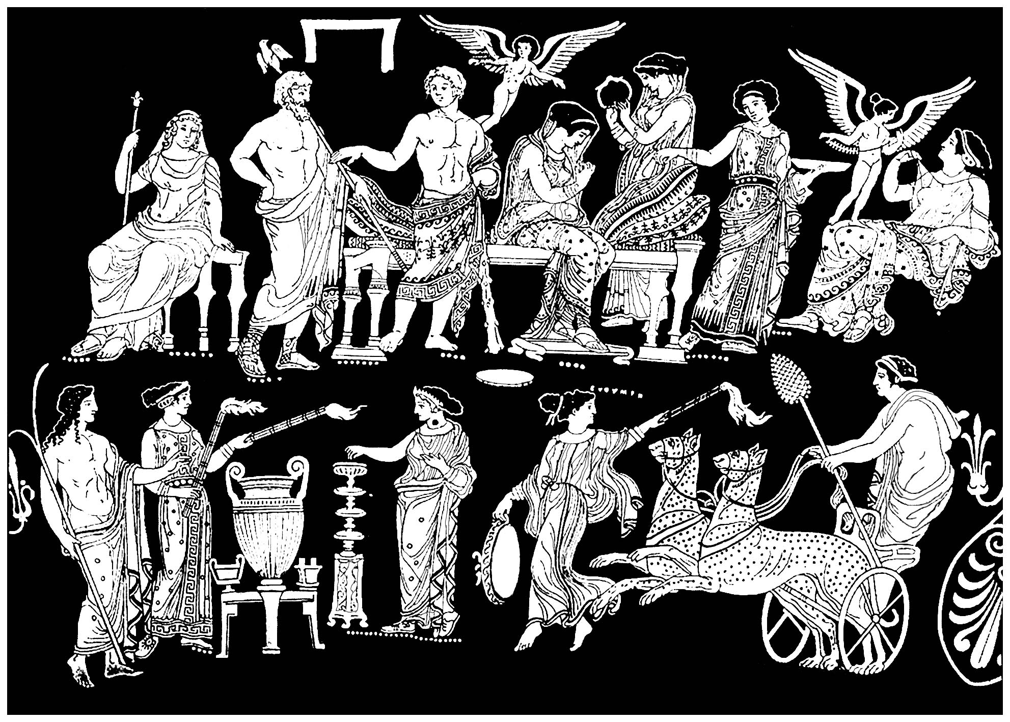 The wedding of Hercules and Hebe (created from Ancient Greek Vase Painting)