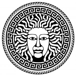 Coloring medusa greek circle 3