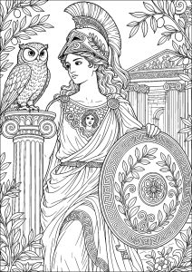 The goddess Athena and the owl