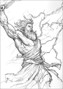 Zeus, Master of Lightning (Ancient Greece & Greek mythology Coloring Page)