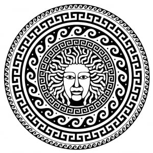 Medusa Greek circle 1 (Ancient Greece & Greek mythology Coloring Page)