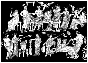 The wedding of Hercules and Hebe (created from Ancient Greek Vase Painting) (Ancient Greece & Greek mythology Coloring Page)