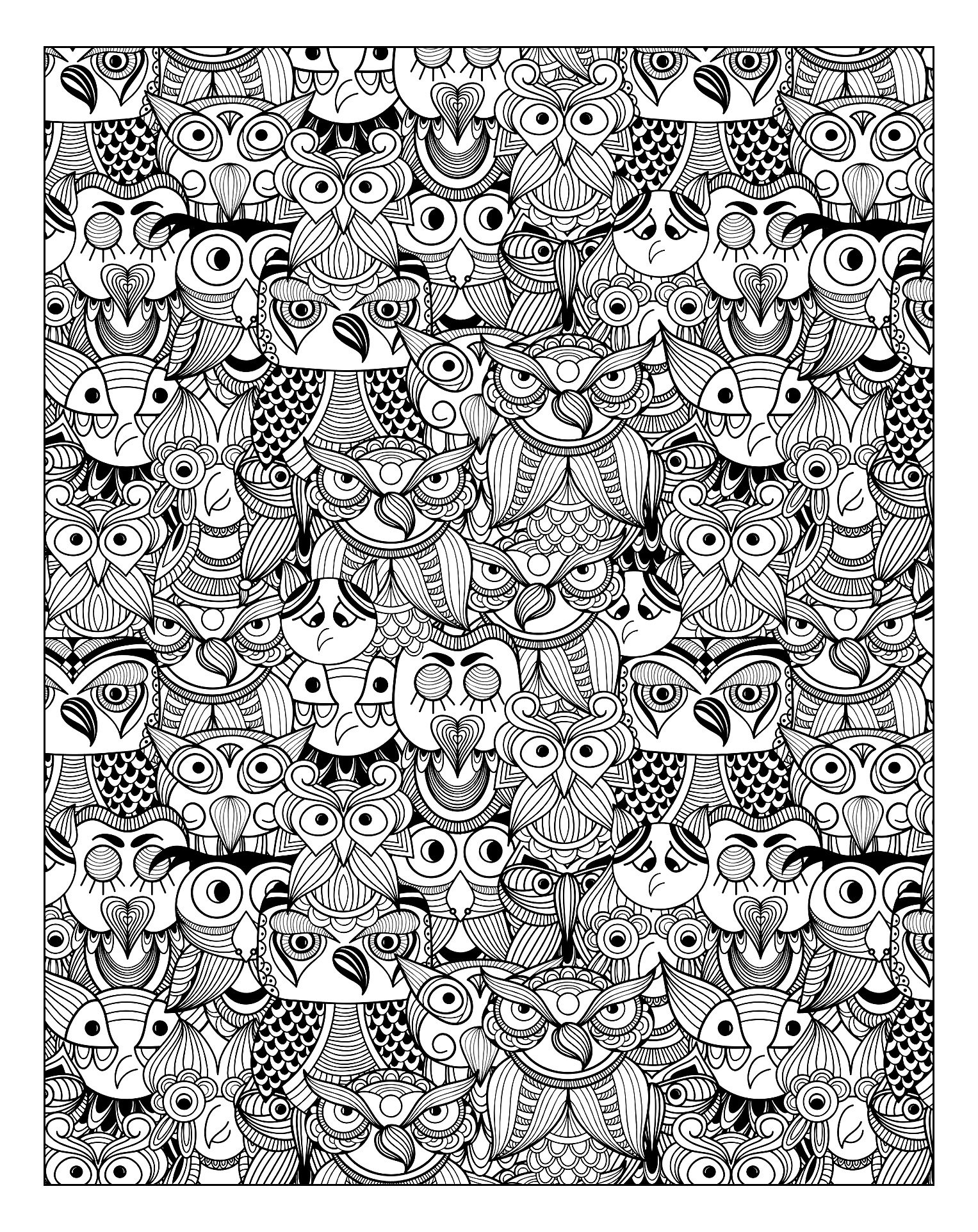 Many Animals Coloring Pages : Owls animals coloring pages for adults justcolor Many Animals Coloring Pages : Owls animals coloring pages for adults justcolor