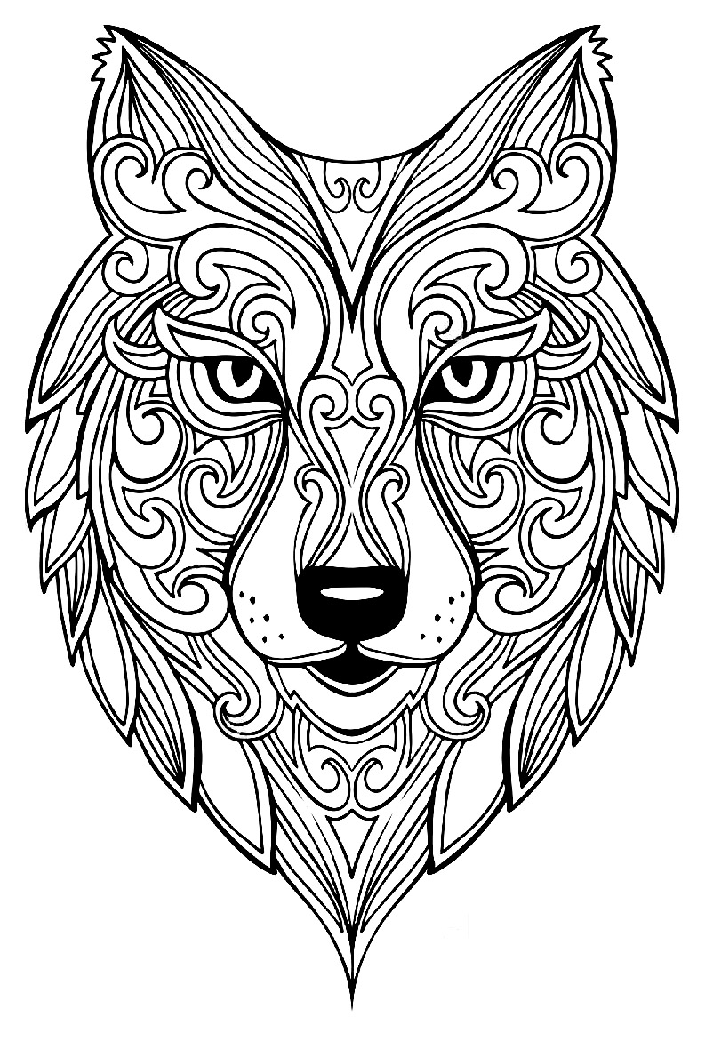 Wolf 2 | Animals - Coloring pages for adults | JustColor