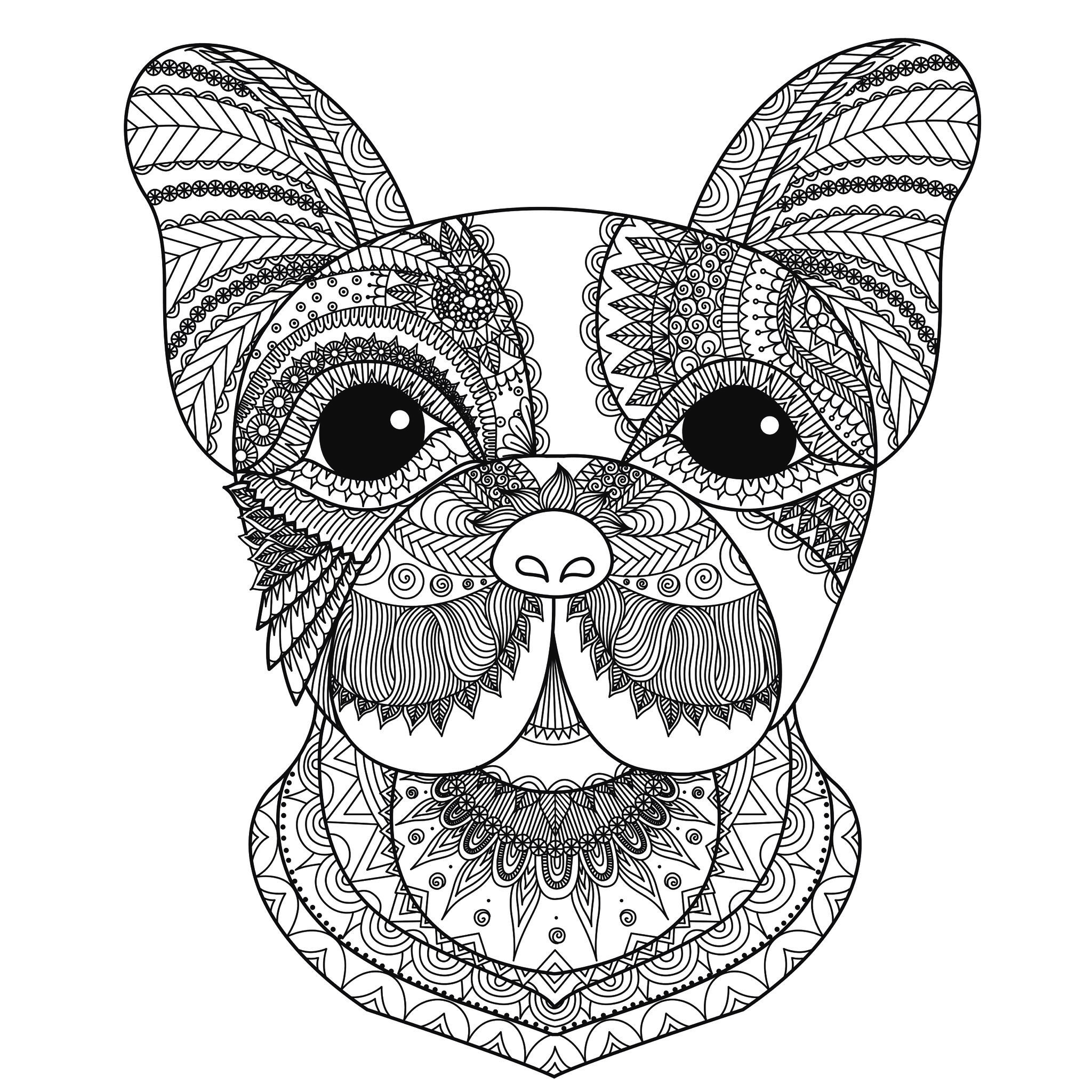 Pages Dog Head Bimdeedee Animals Coloring Adults French Bulldog Puppy