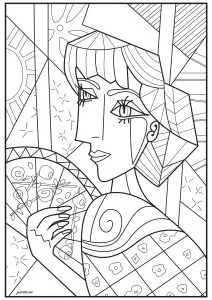 Woman's face drawn in the style of Picasso