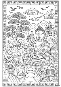 Buddhist Serenity at the Water's Edge