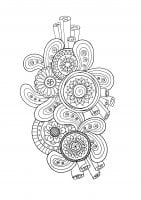 Coloring page with abstract floral motifs