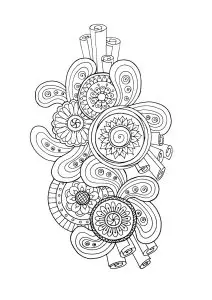 Coloring page with abstract floral motifs