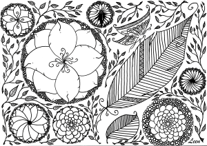 Printable Spring complex Coloring Pages for adults