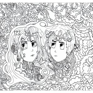 Gemini (Anti-stress / Zen Coloring Page)