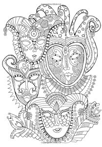 Pretty carnival masks with simple patterns, to color