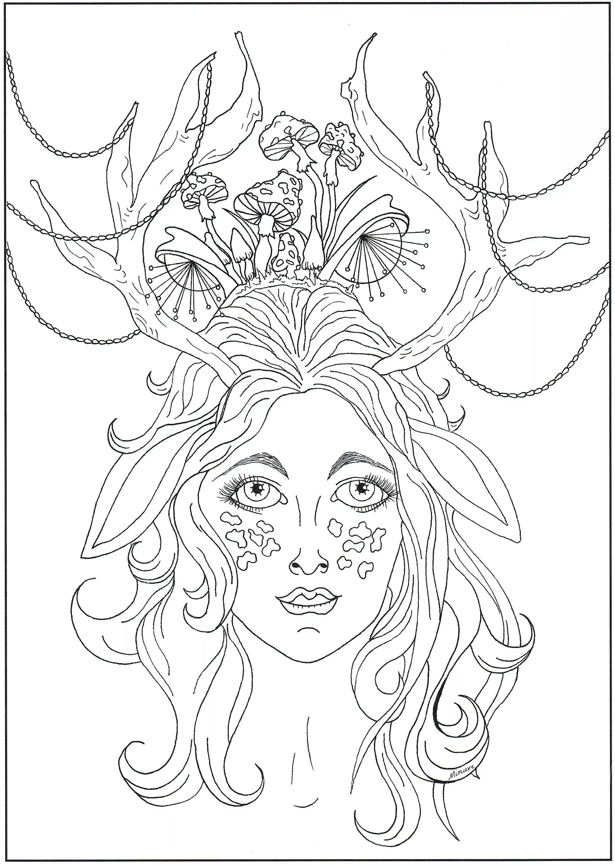 Dame biche (Printable Anti-stress / Zen Coloring Page for adults)