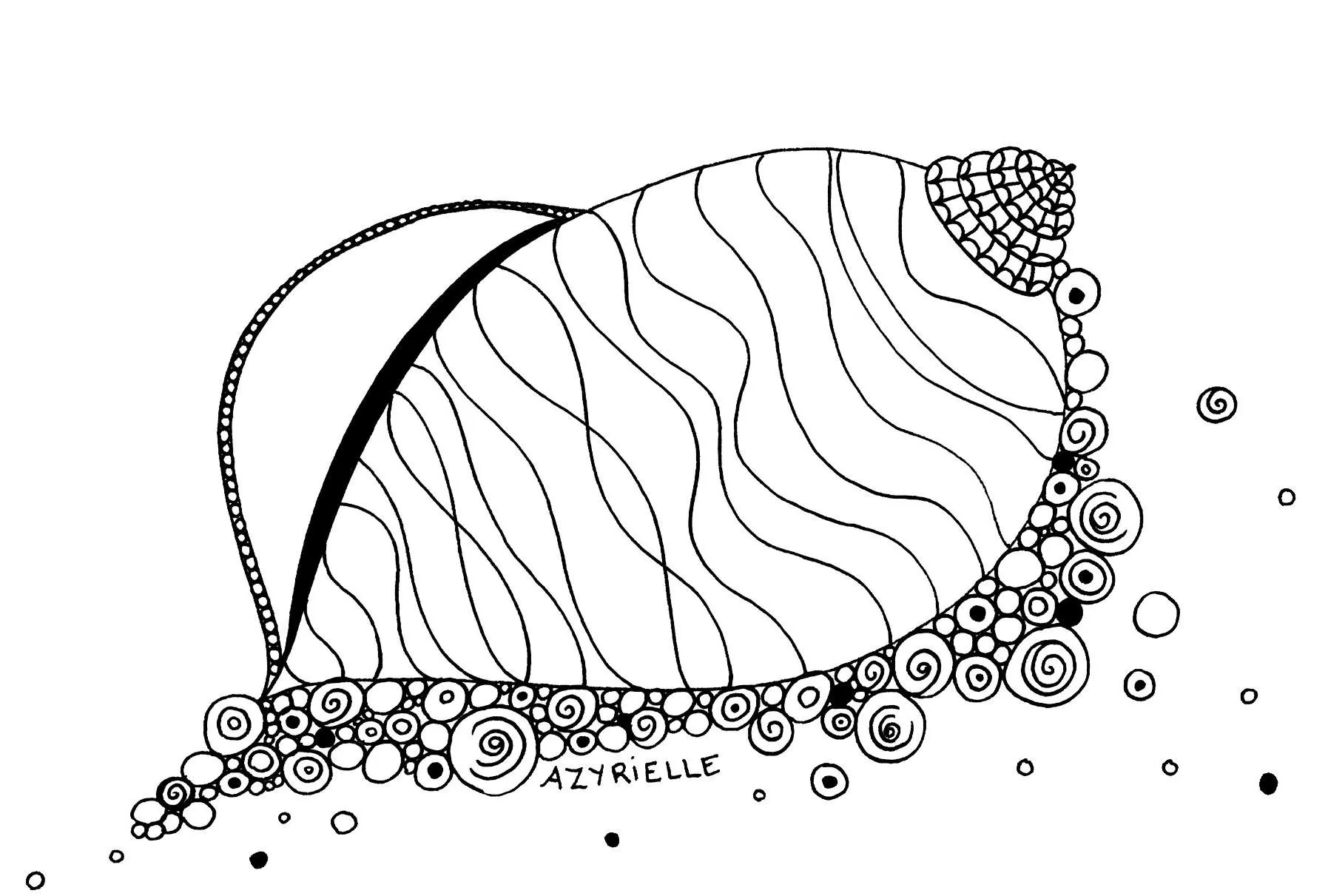 Beautiful shell (Printable Anti-stress / Zen Coloring Page for adults)