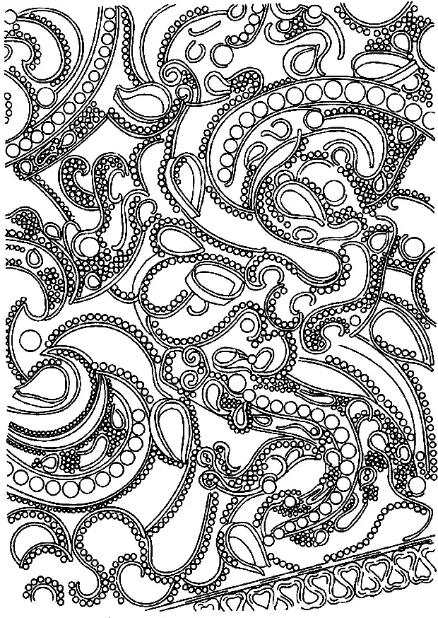 Entangled beads and ribbons (Printable Anti-stress / Zen Coloring Page for adults)