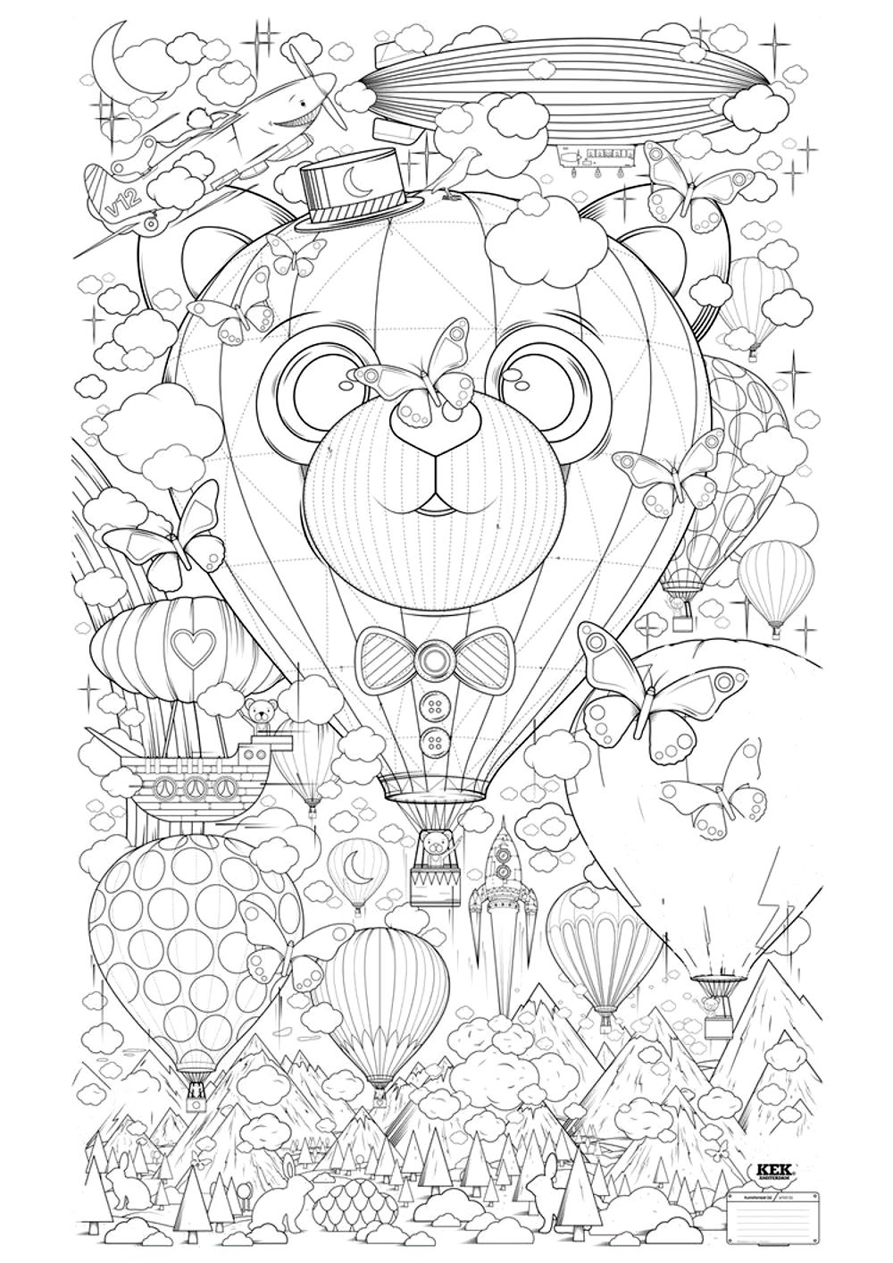 Hot air balloon zen anti stress to print - Image with : Balloon