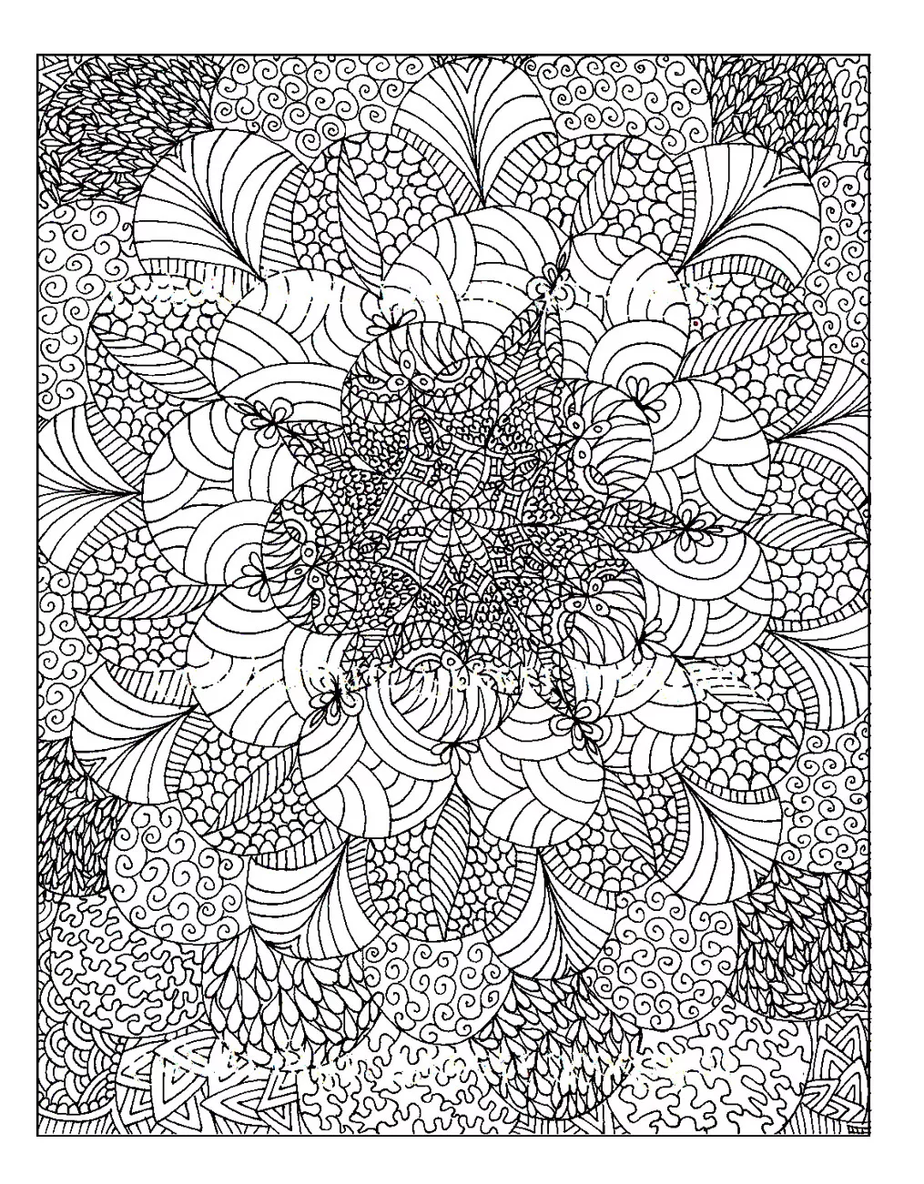 Irregular circles (Printable Anti-stress / Zen Coloring Page for adults)