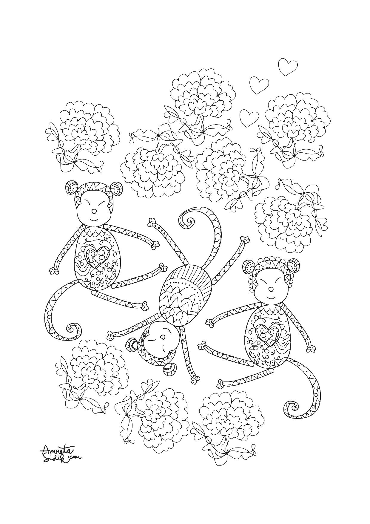 Year of the Monkey coloring pages - 2, Artist : Amreta Sidik