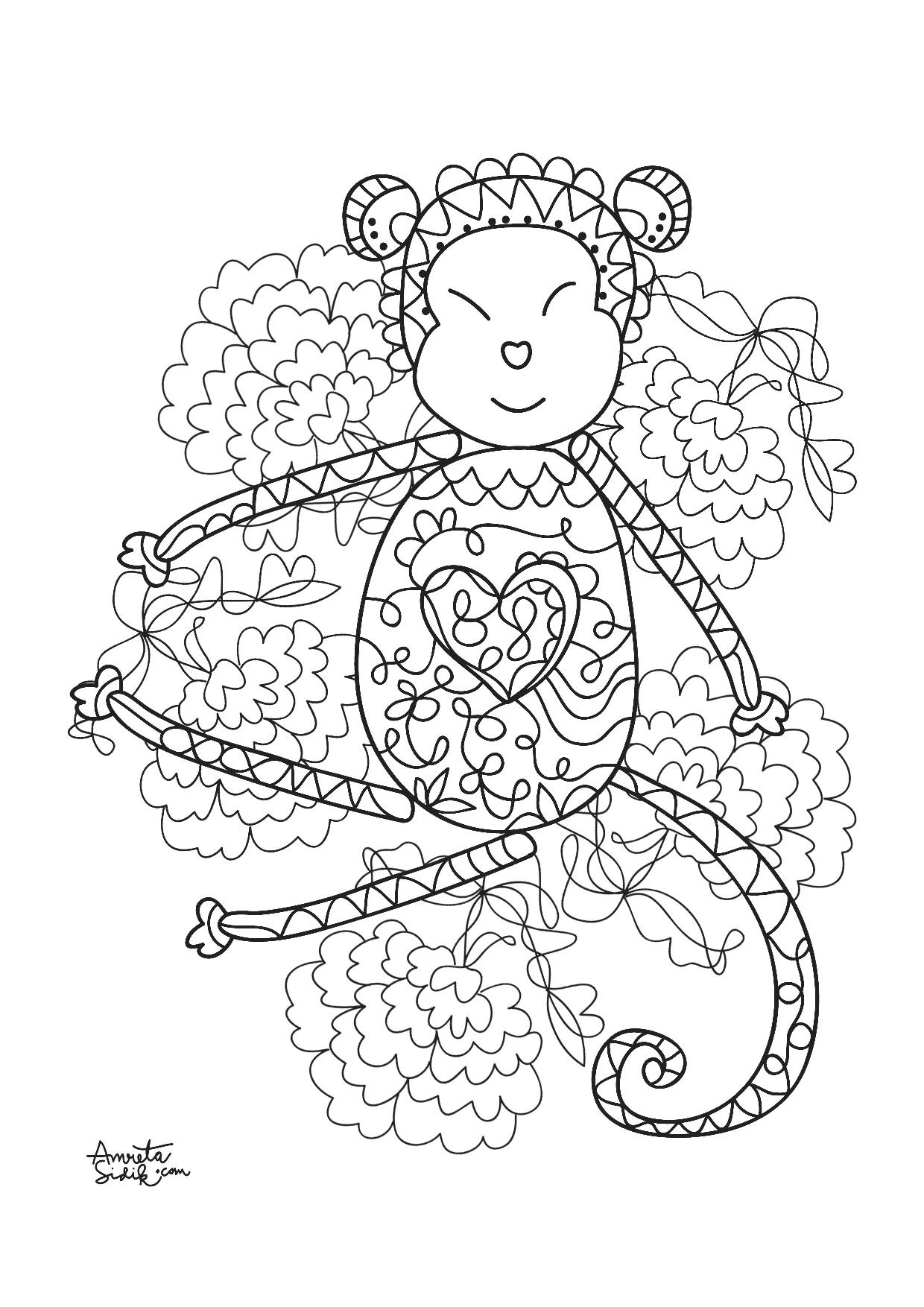 Year of the monkey 4  Anti stress Adult Coloring Pages  Page 3