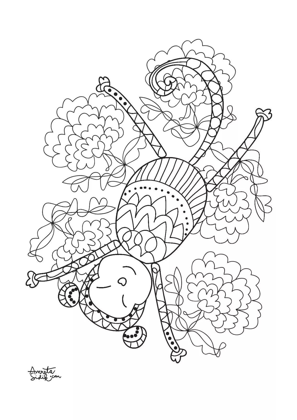 Year of the monkey - 5 (Printable Amreta Sidik Coloring Page for adults)