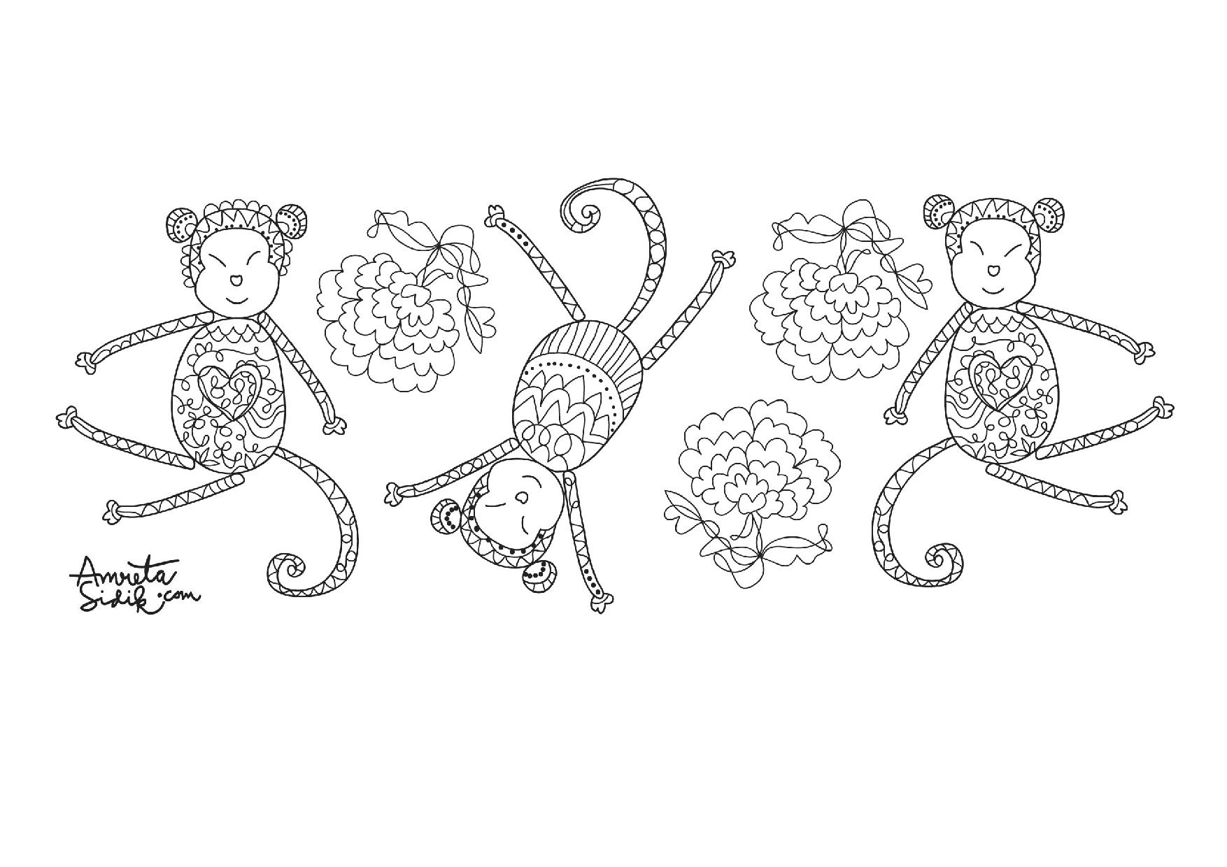 Coloring to celebrate the year of the monkey