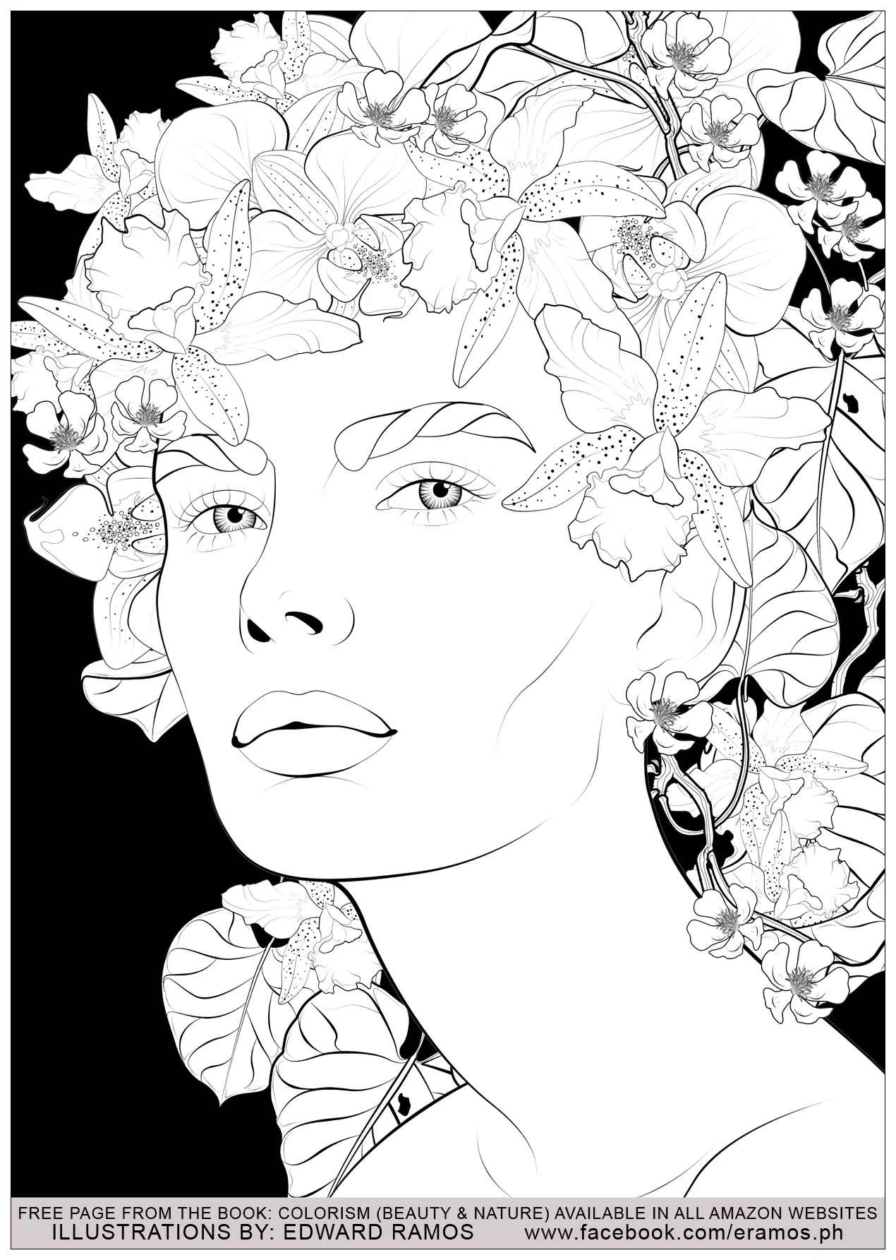 Beauty and nature edward ramos - 11 (Printable Anti-stress / Zen Coloring Page for adults)