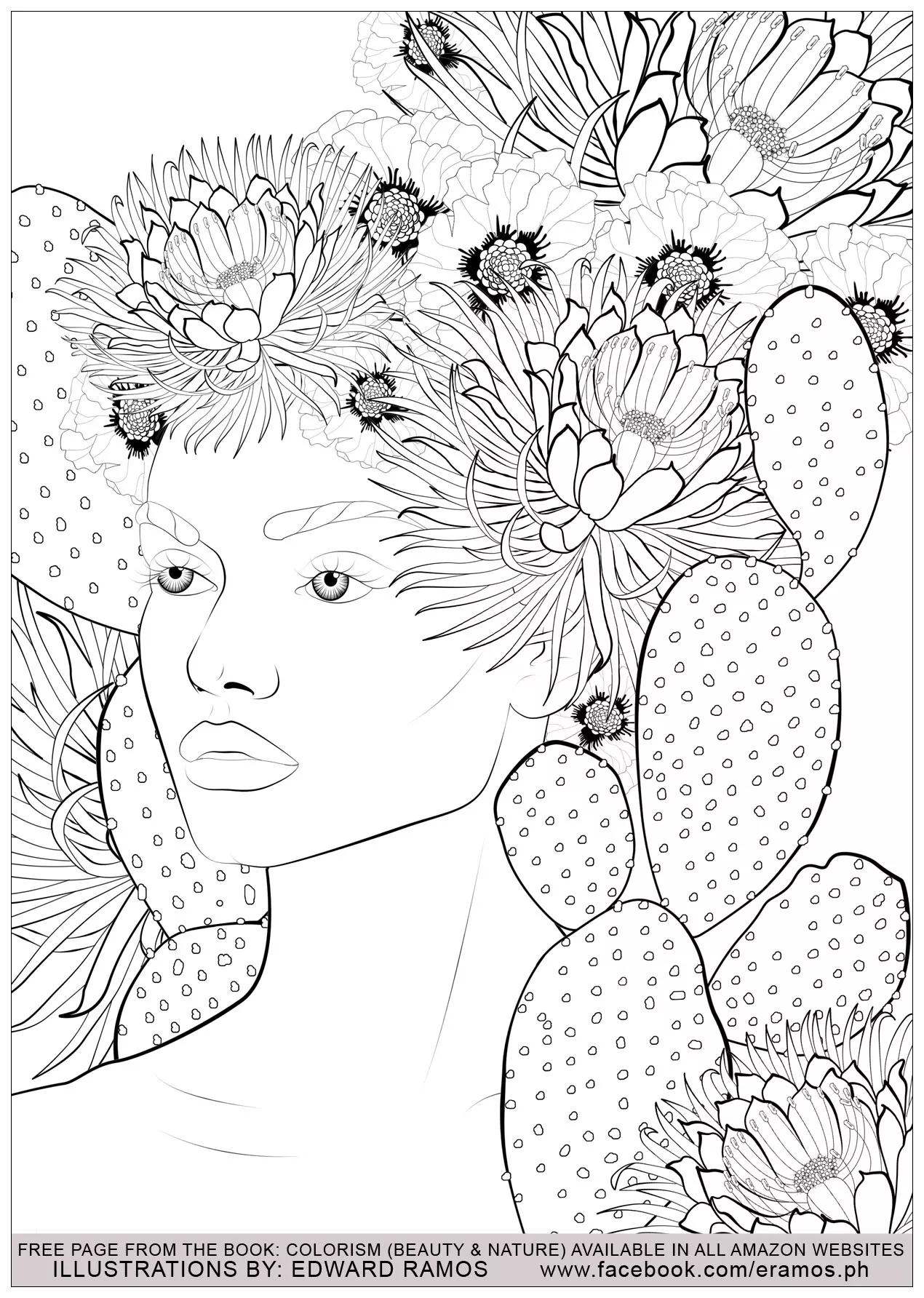 Beauty and nature edward ramos - 13 (Printable Anti-stress / Zen Coloring Page for adults)