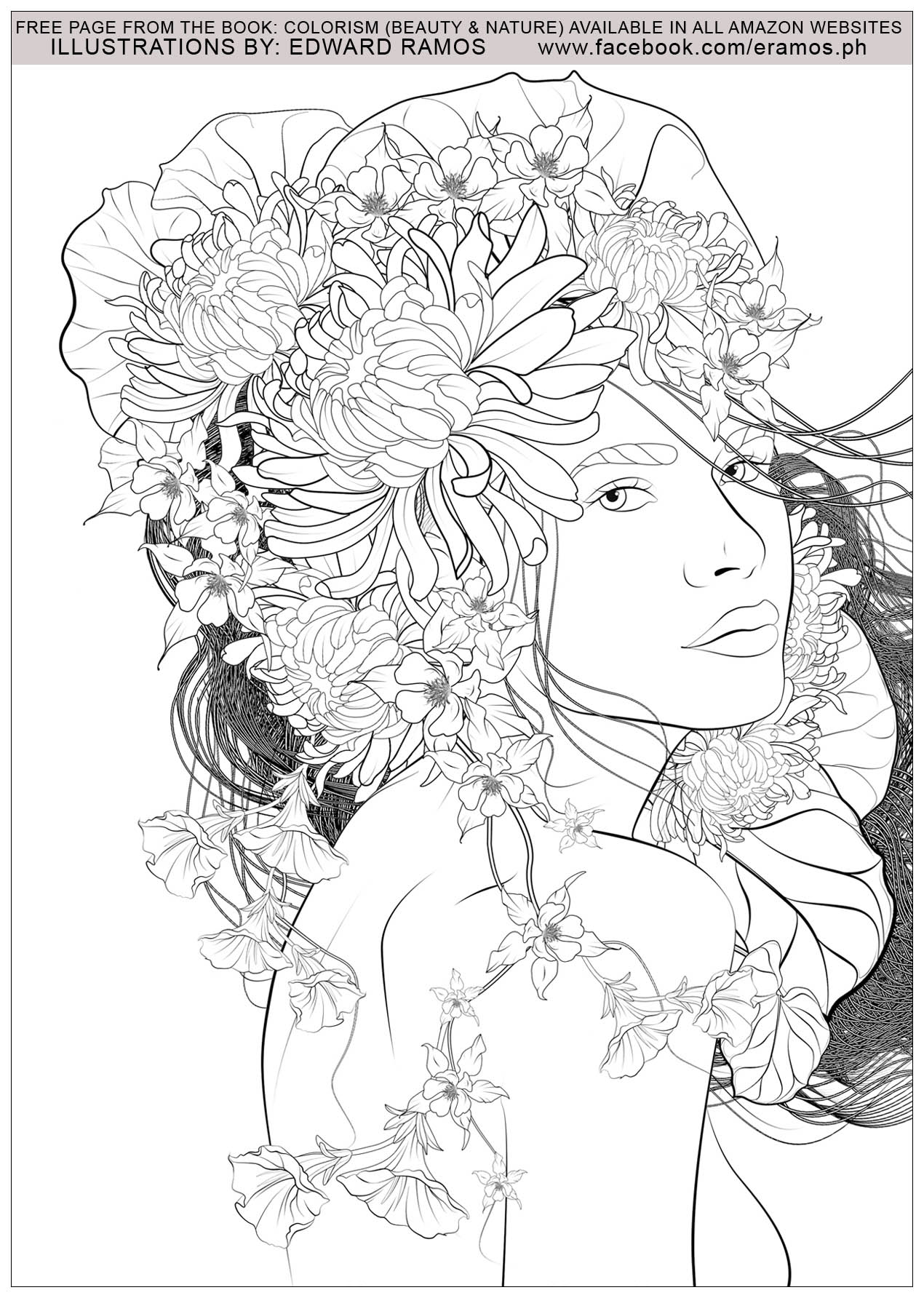 Anti-stress / Zen Coloring Page : Beauty and nature edward ramos - 2 Printable Anti-stress / Zen Coloring Page for adults : Beauty and nature edward ramos - 2