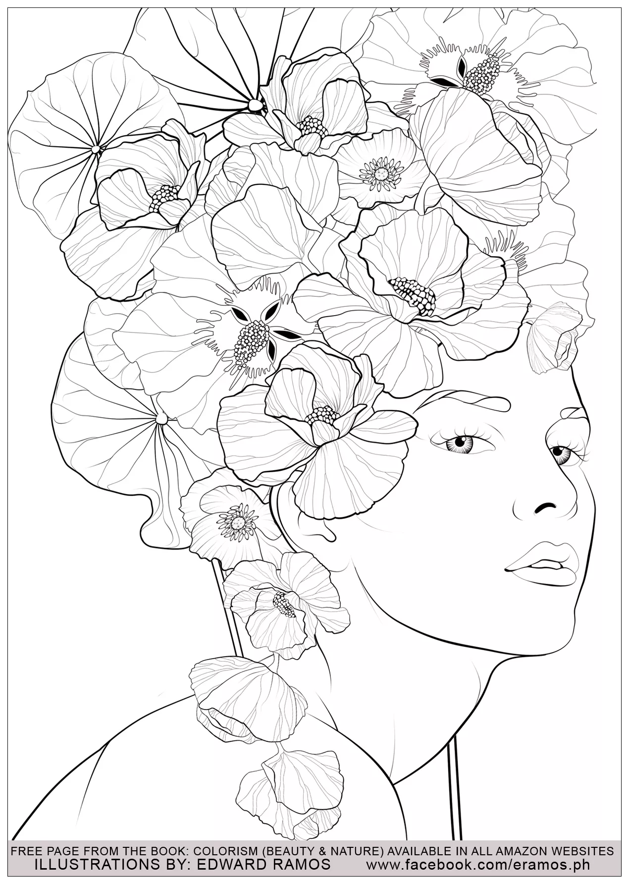 Beauty and Nature - 3 (Printable Anti-stress / Zen Coloring Page for adults)