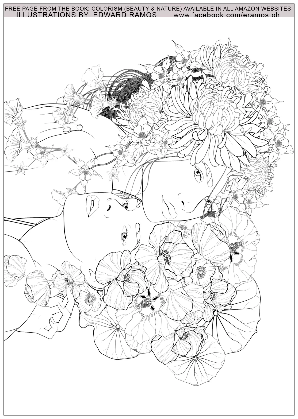 Beauty and nature edward ramos - 4 (Printable Anti-stress / Zen Coloring Page for adults)