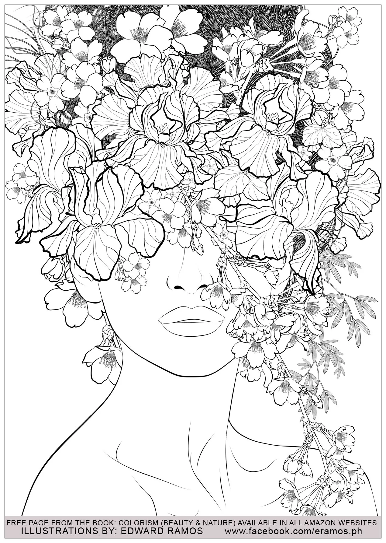 Beauty and nature edward ramos - 7 (Printable Anti-stress / Zen Coloring Page for adults)