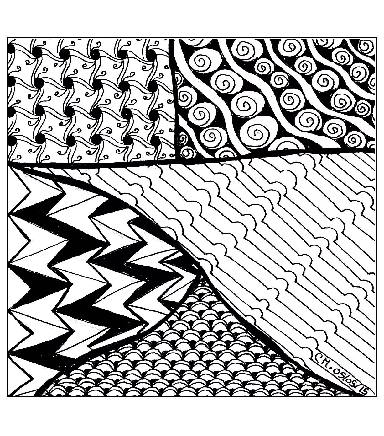 Cathym -2 (Printable Anti-stress / Zen Coloring Page for adults)