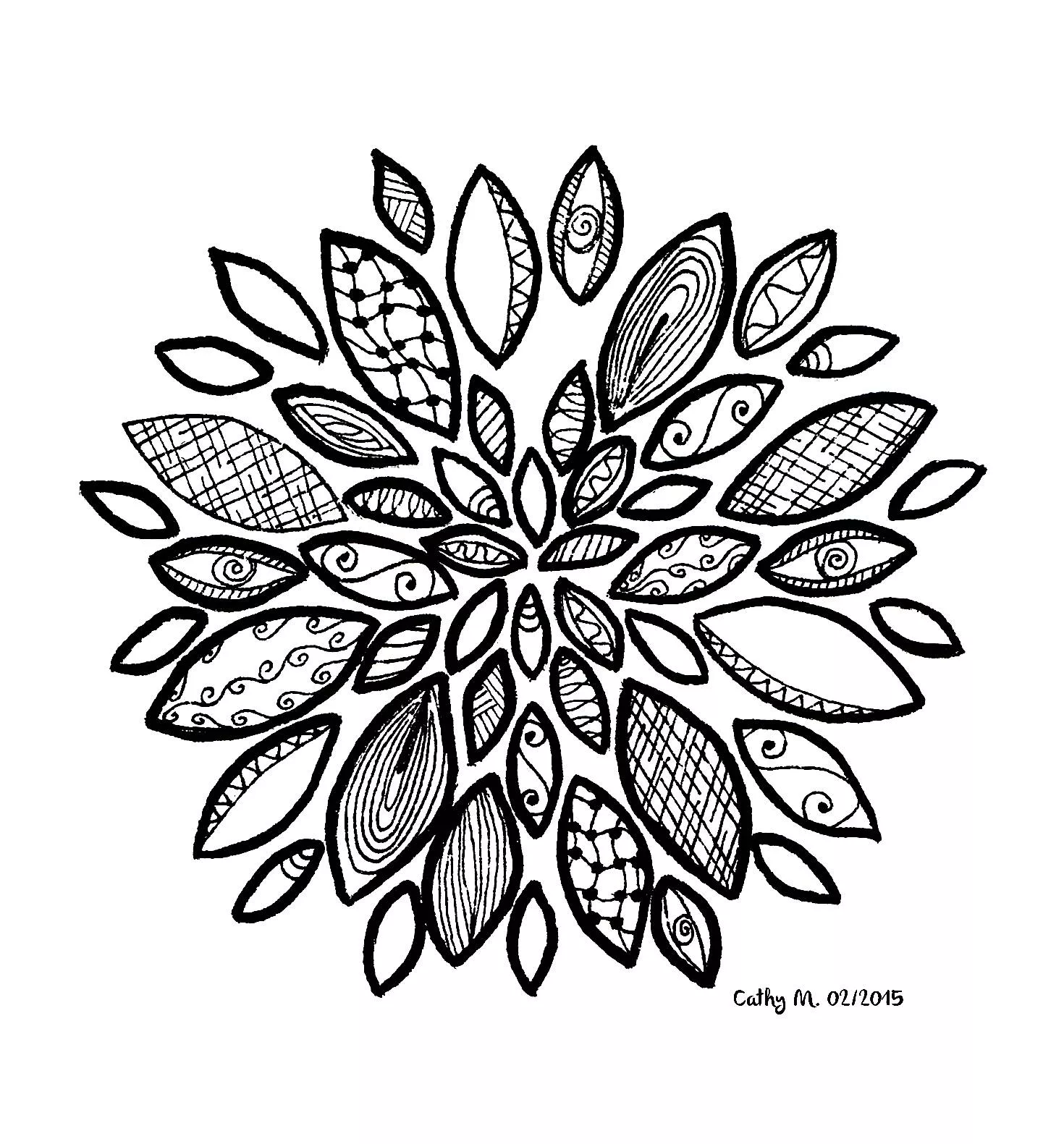 Cathym -22 (Printable Anti-stress / Zen Coloring Page for adults)