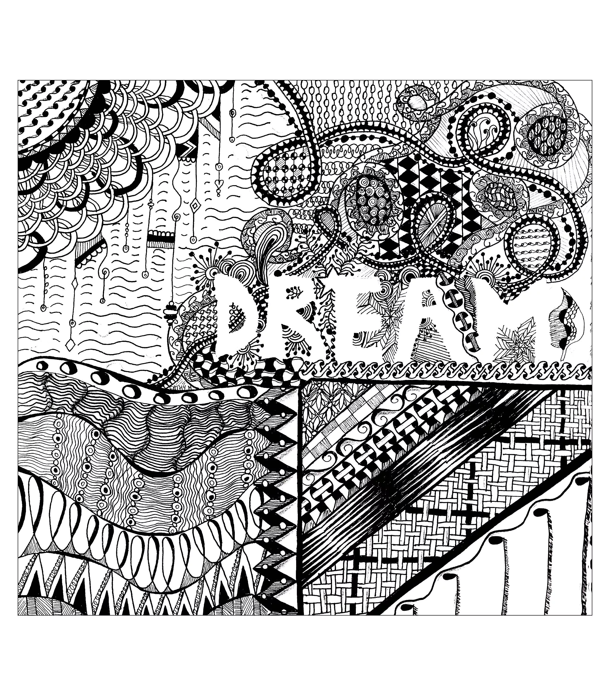 Cathym -23 (Printable Anti-stress / Zen Coloring Page for adults)